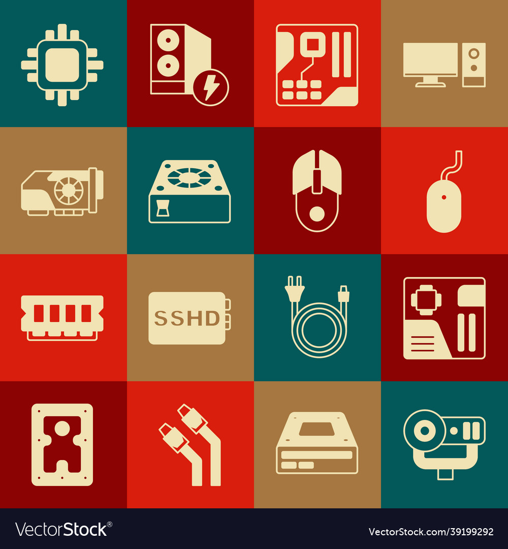 Set web camera motherboard digital chip computer vector image Set web camera motherboard digital chip computer