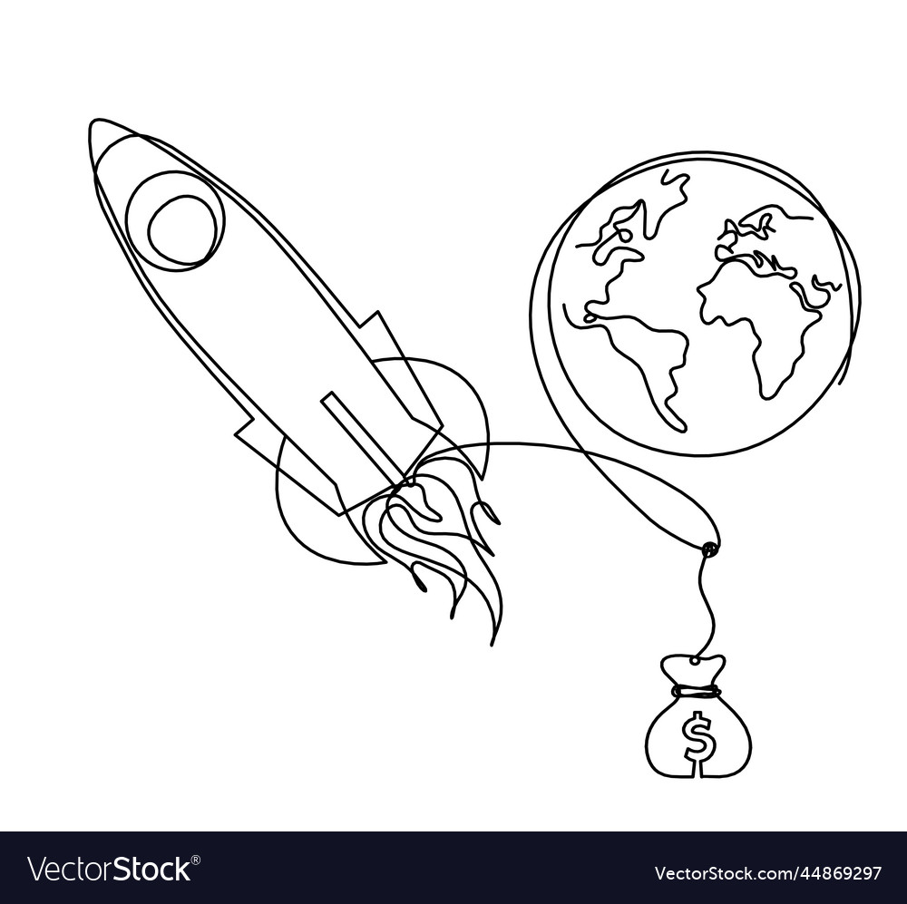 Abstract color rocket with globe and dollar Vector Image Abstract color rocket with globe and dollar