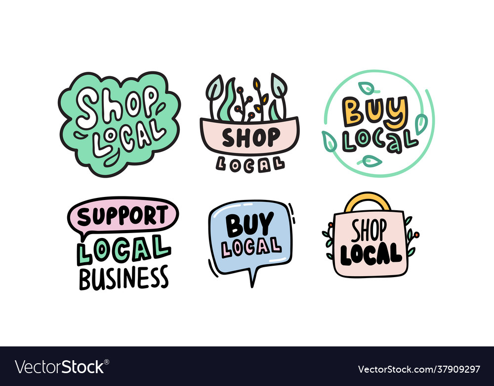 Buy local support small business isolated icons Vector Image