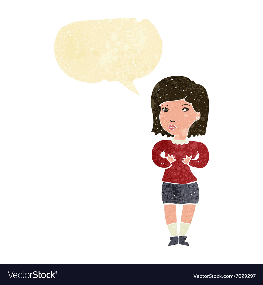 Cartoon woman making excuses with speech bubble
