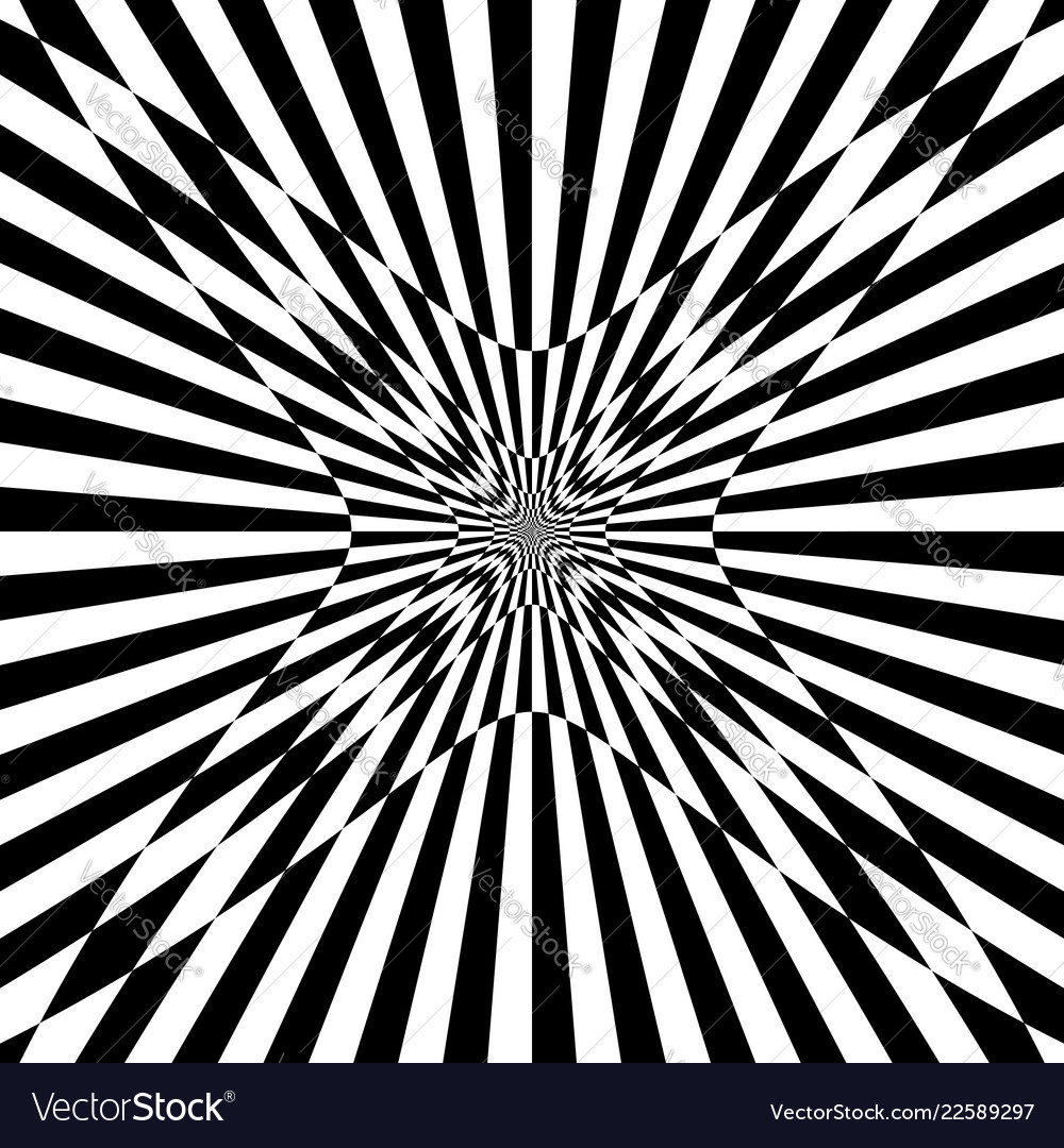 Checkered pattern with distortion effect deformed vector image Checkered pattern with distortion effect deformed