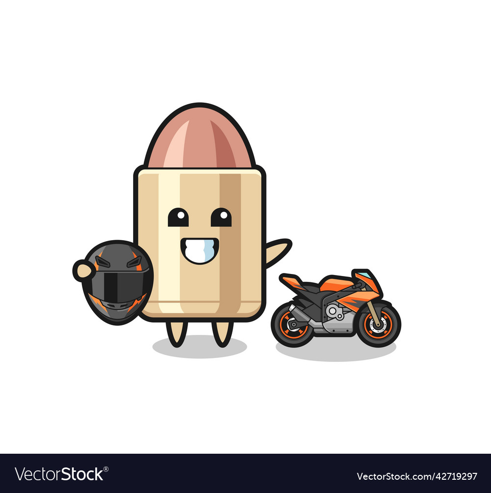 Cute bullet cartoon as a motorcycle racer Vector Image Cute bullet cartoon as a motorcycle racer Vector Image