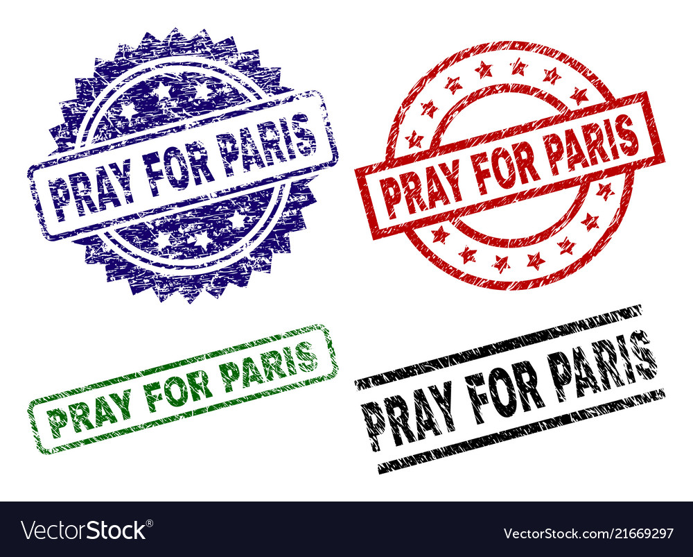 Damaged textured pray for paris stamp seals