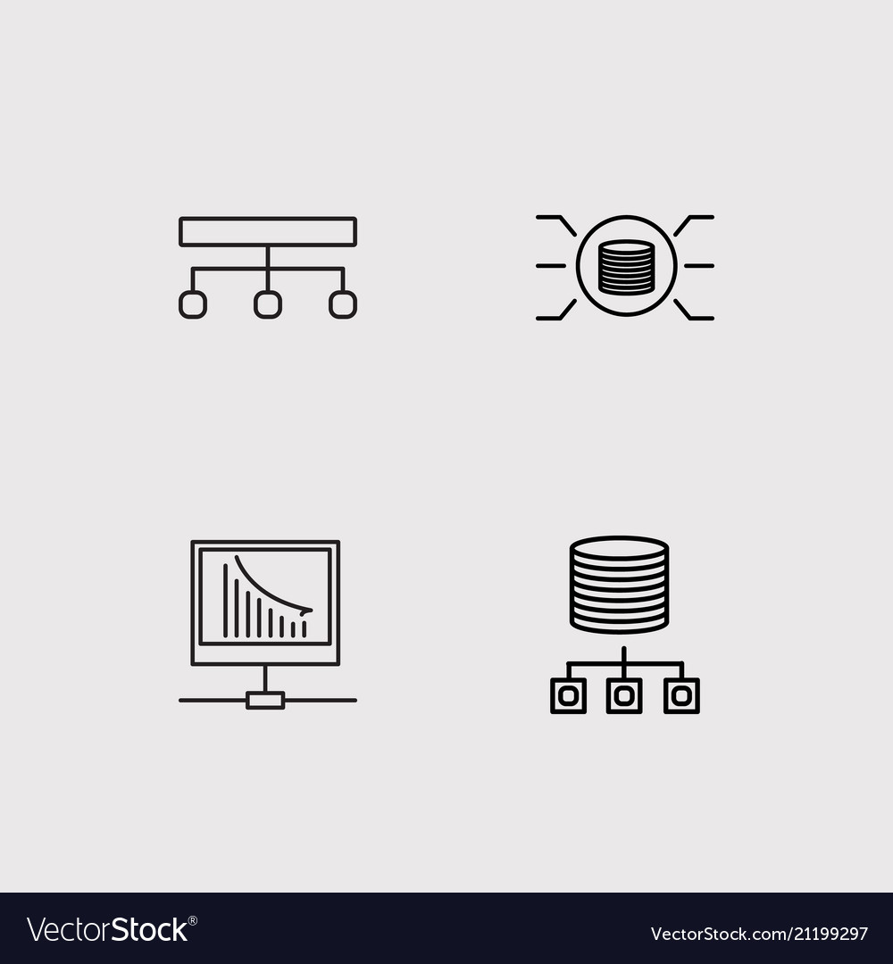 Data analytics simple linear icons set outlined