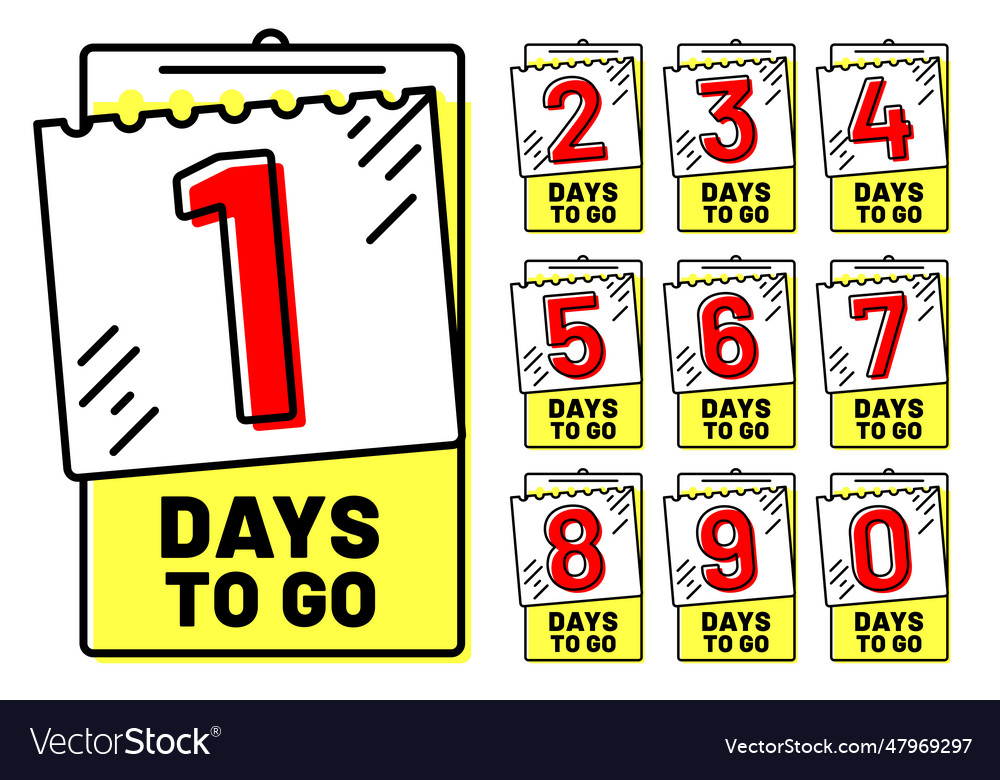 Days to go badges countdown badge number of day Vector Image