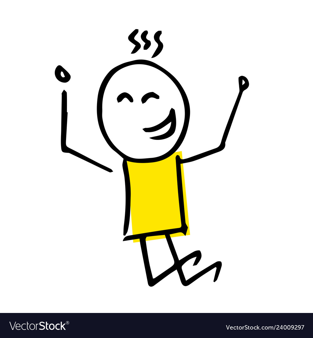 Happy stick figure Royalty Free Vector Image - VectorStock