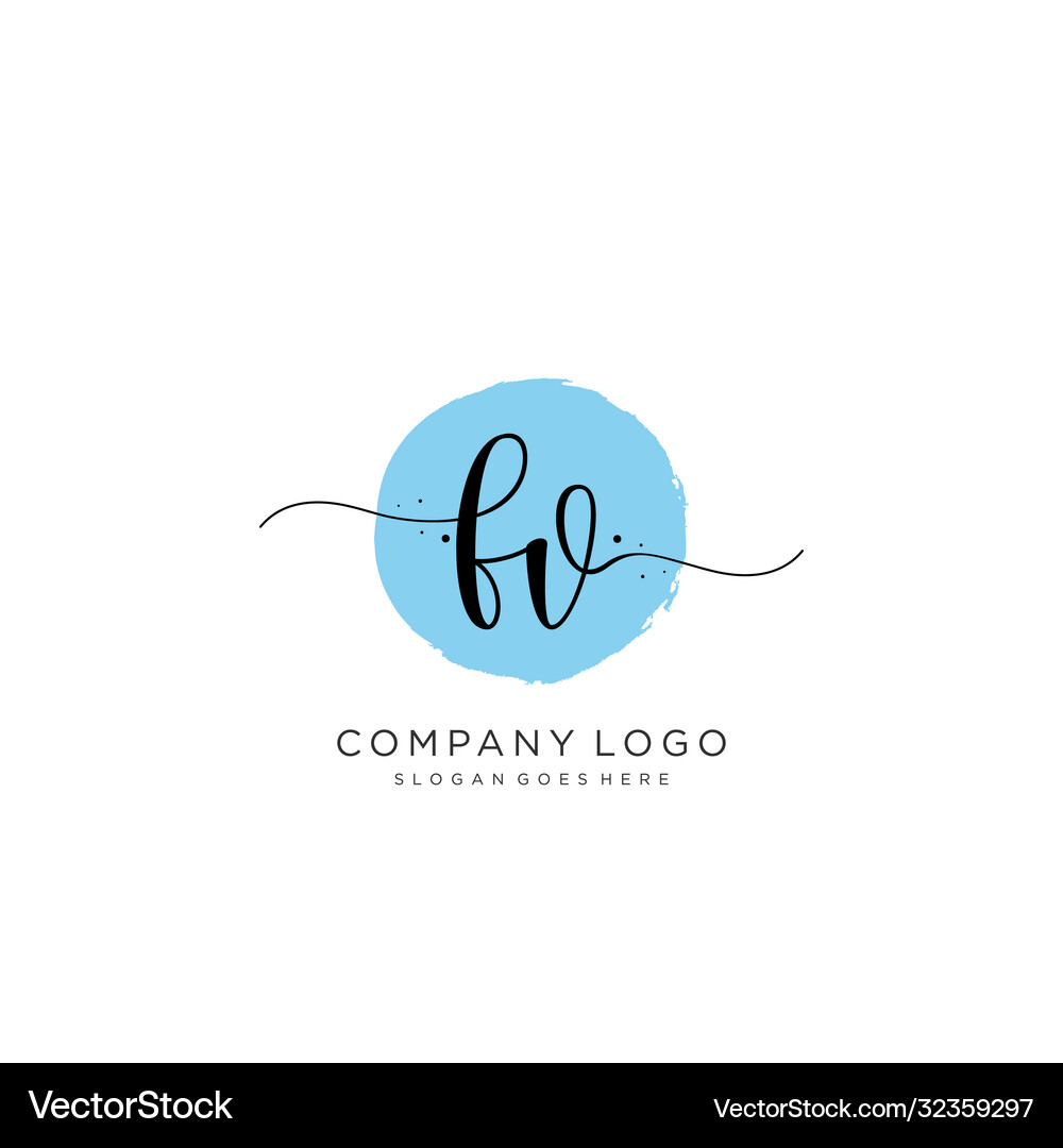 Fv initial handwriting logo design Royalty Free Vector Image