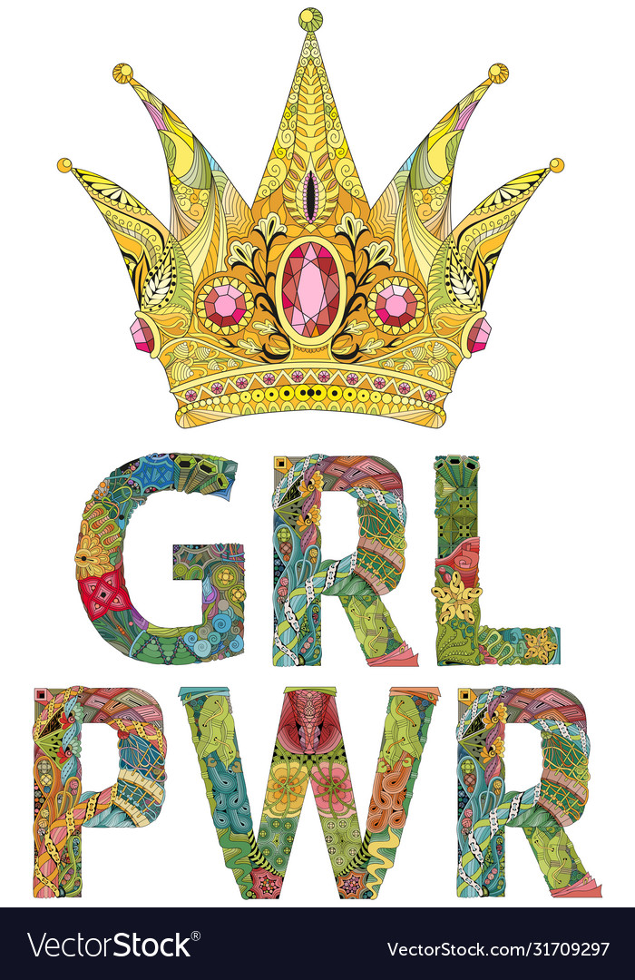 Grl pwr with crown entangle object vector image Grl pwr with crown entangle object