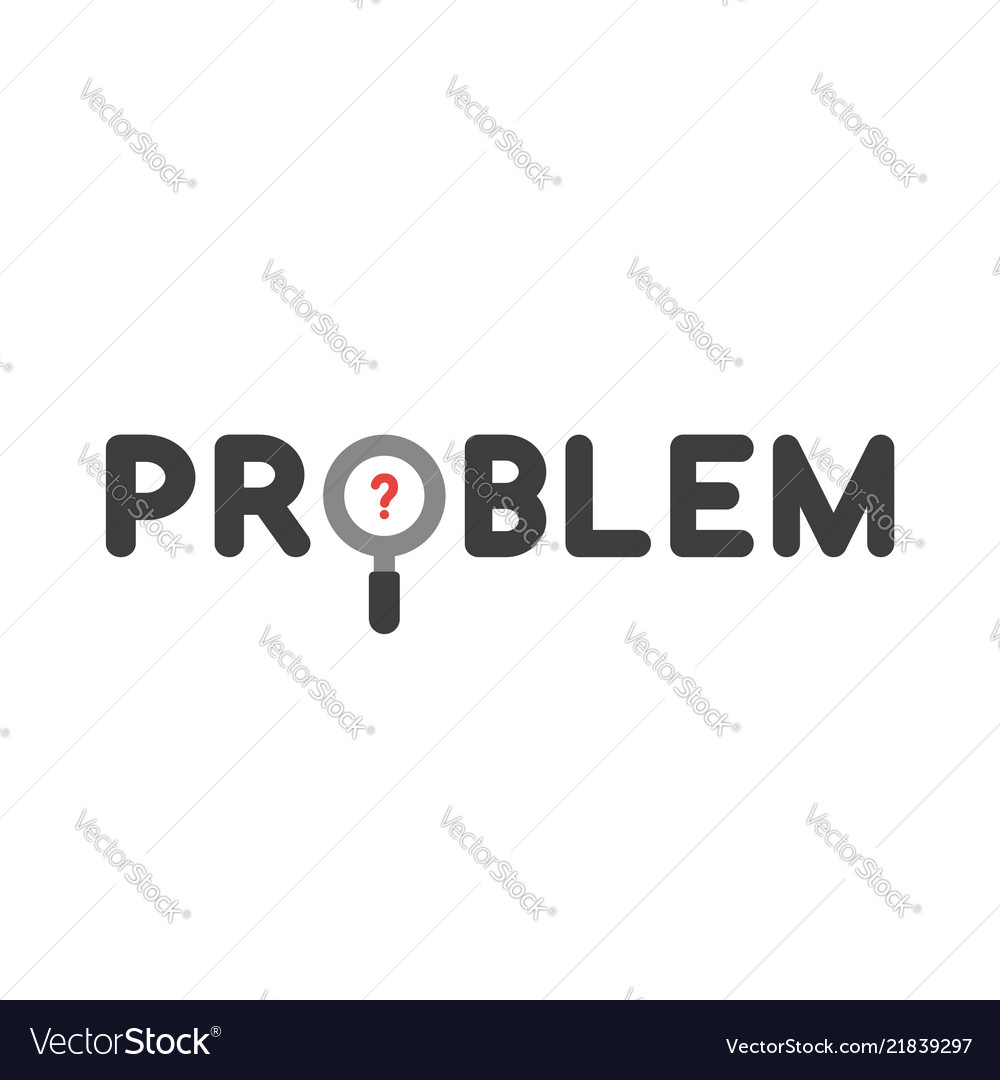 Icon concept of problem word with magnifying vector image Icon concept of problem word with magnifying