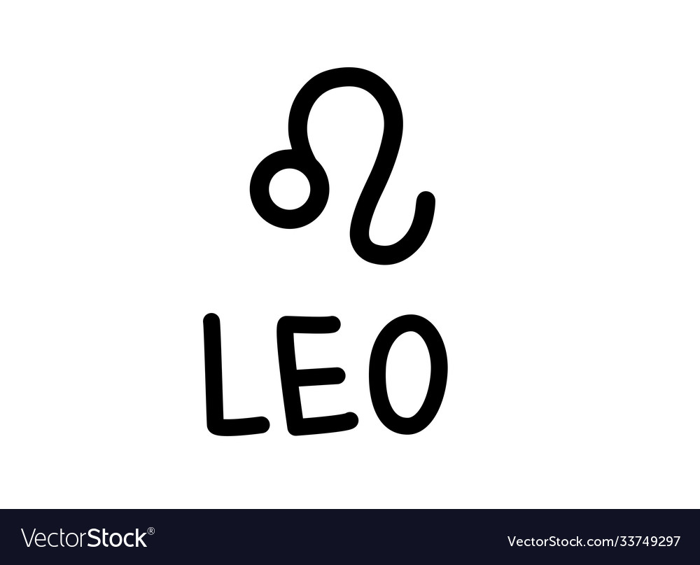 Leo handwritten name and icon sign zodiac Vector Image
