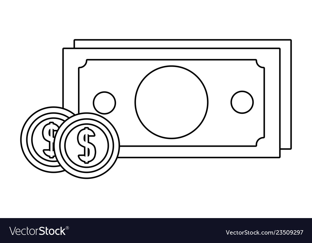 Money bills and coins Royalty Free Vector Image