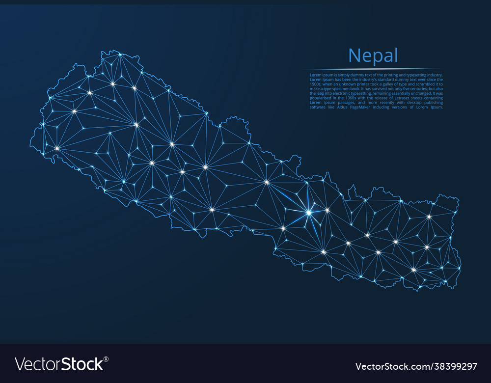 Nepal communication network map low poly image