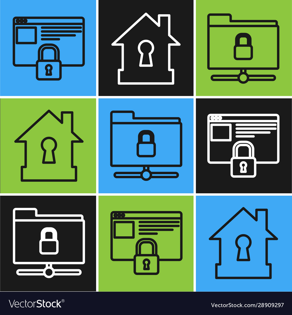 Set line secure your site with https ssl ftp vector image Set line secure your site with https ssl ftp