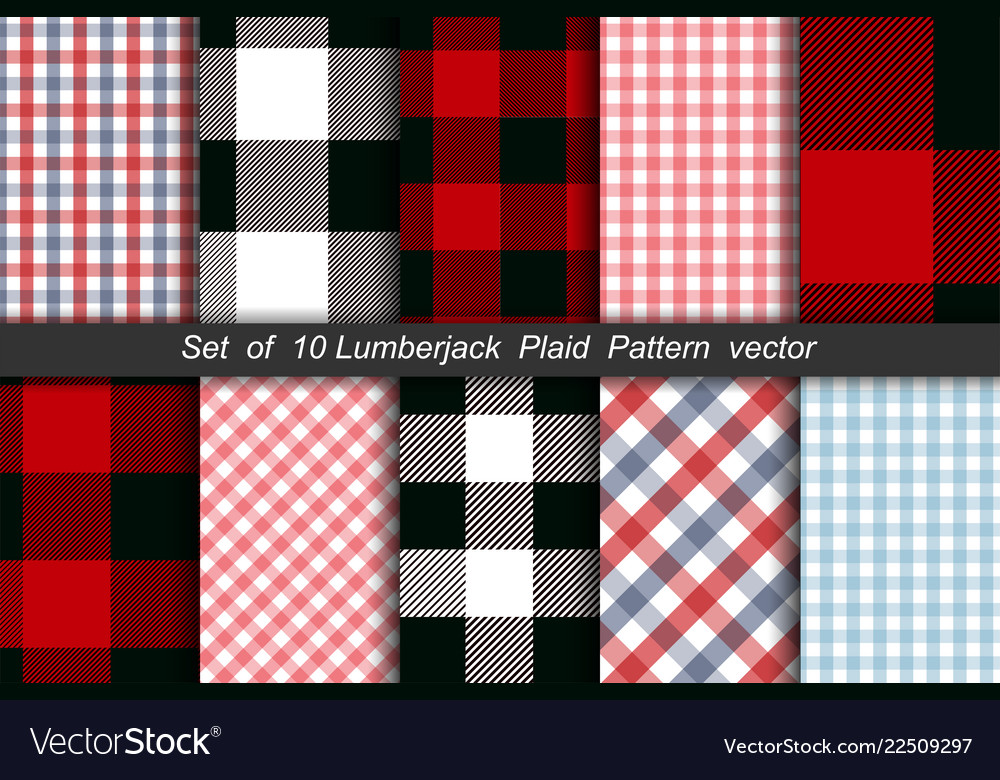 Set of 10 lumberjack plaid pattern