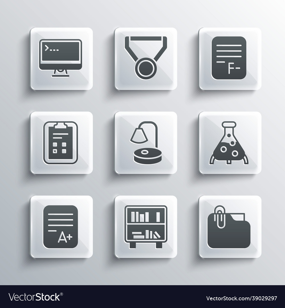Set shelf with books document folder clip test vector image Set shelf with books document folder clip test