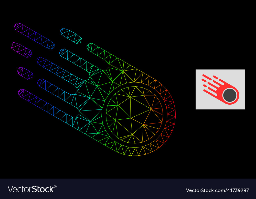 Spectrum gradient polygonal mesh falling meteorite