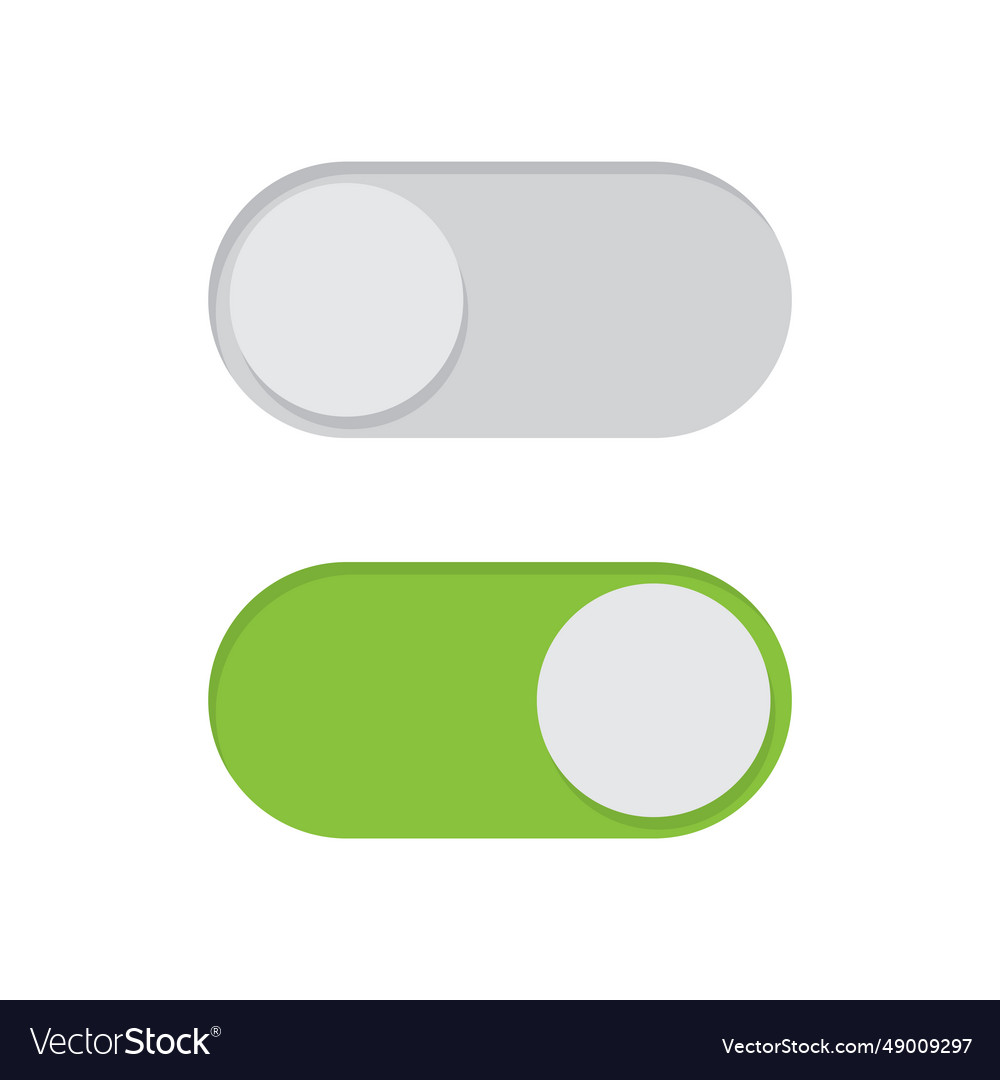 Toggle switch icons set green on white background Vector Image