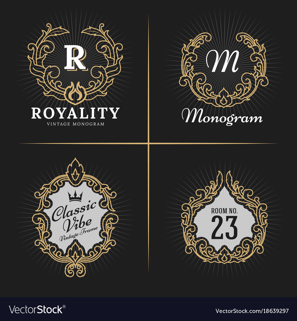 vintage luxury monogram banner template design vector image