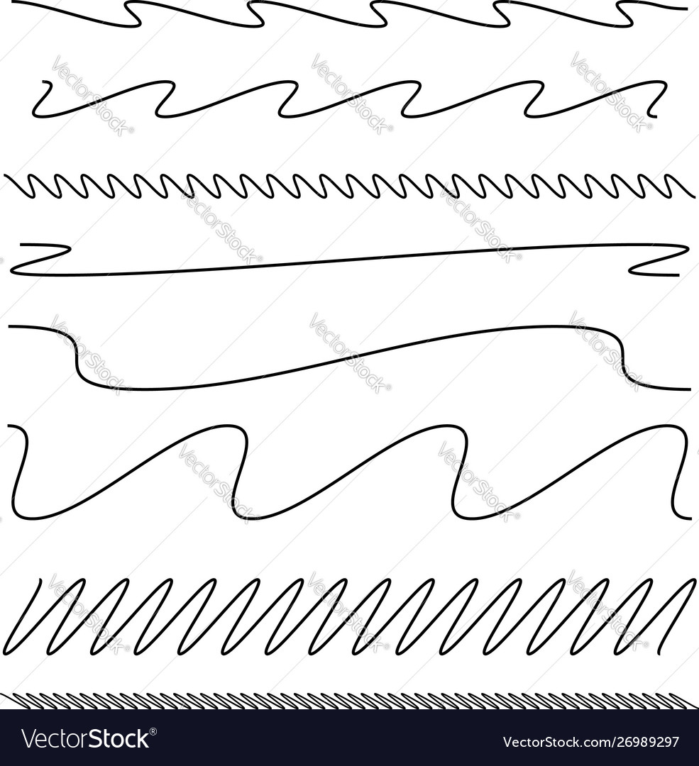 Wavy billow zigzag line element set lines vector image Wavy billow zigzag line element set lines