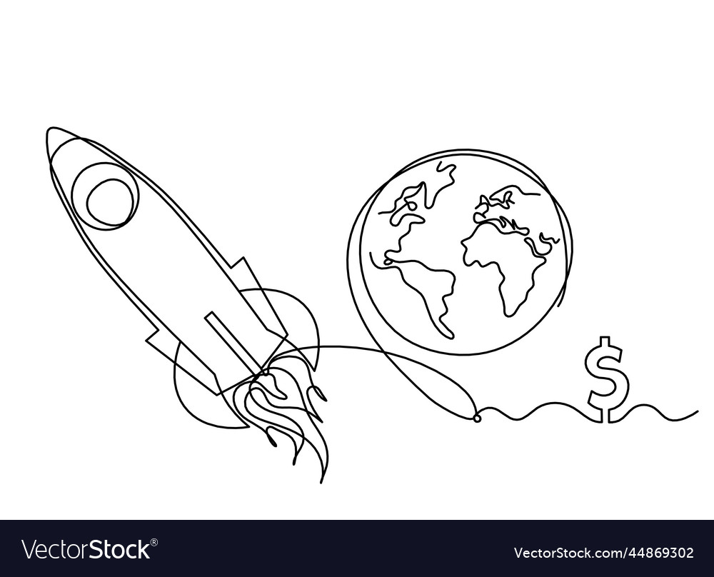 Abstract color rocket with dollar as continuous