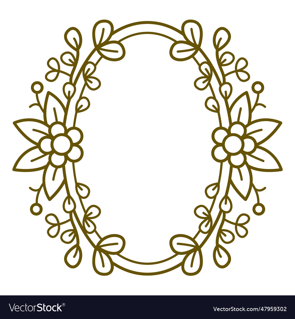 Botanic oval frame flowered stroke