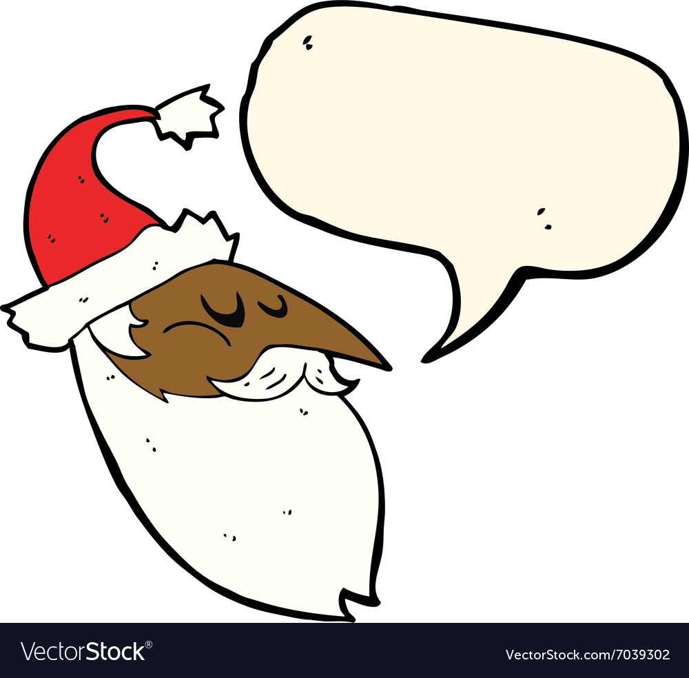 Cartoon santa face with speech bubble