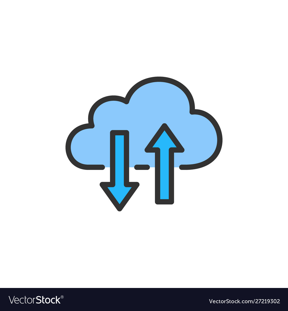 Cloud computing data transfer flat color vector image Cloud computing data transfer flat color