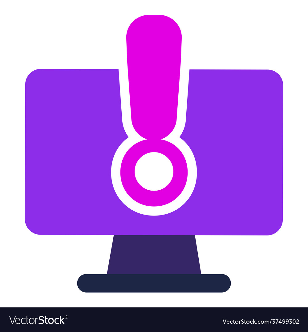Computer icon with warning flat design