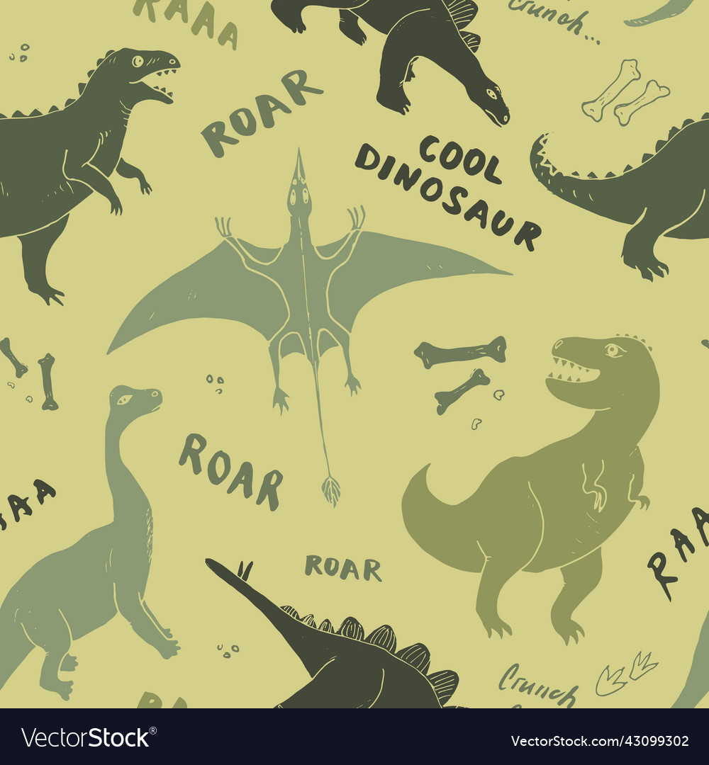 Dino seamless pattern cute cartoon dinosaurs