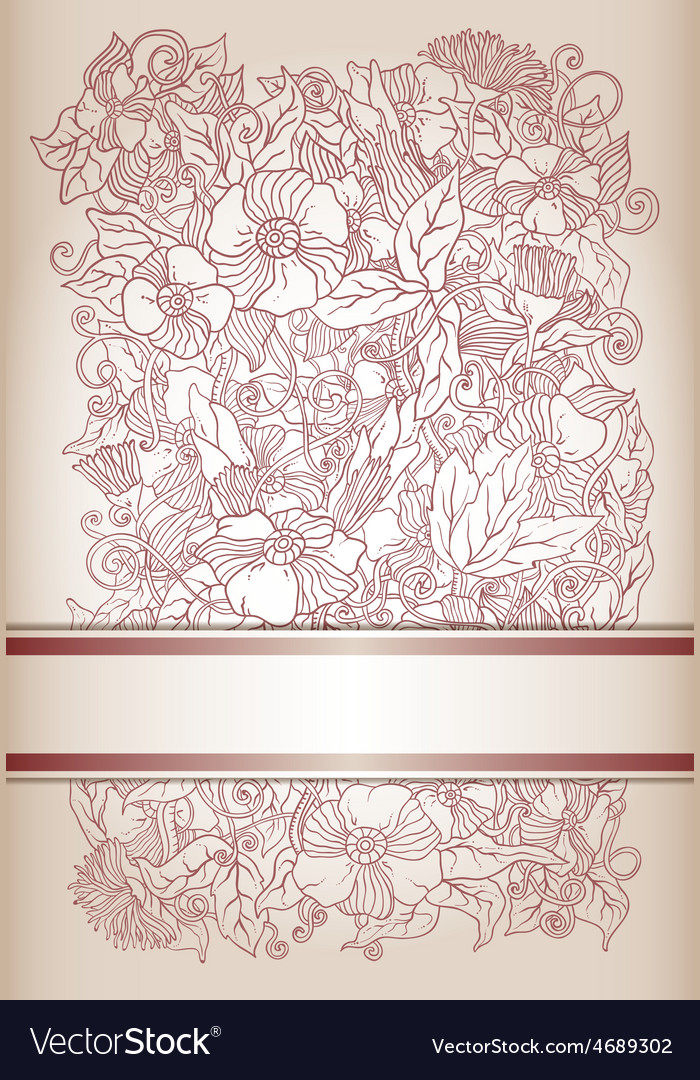 Floral background retro flowers and leaves