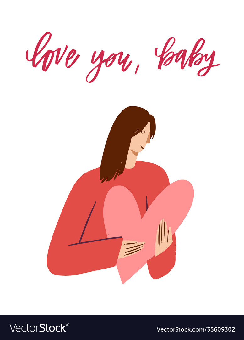 Girl holds red heart shape in her hands vector image Girl holds red heart shape in her hands
