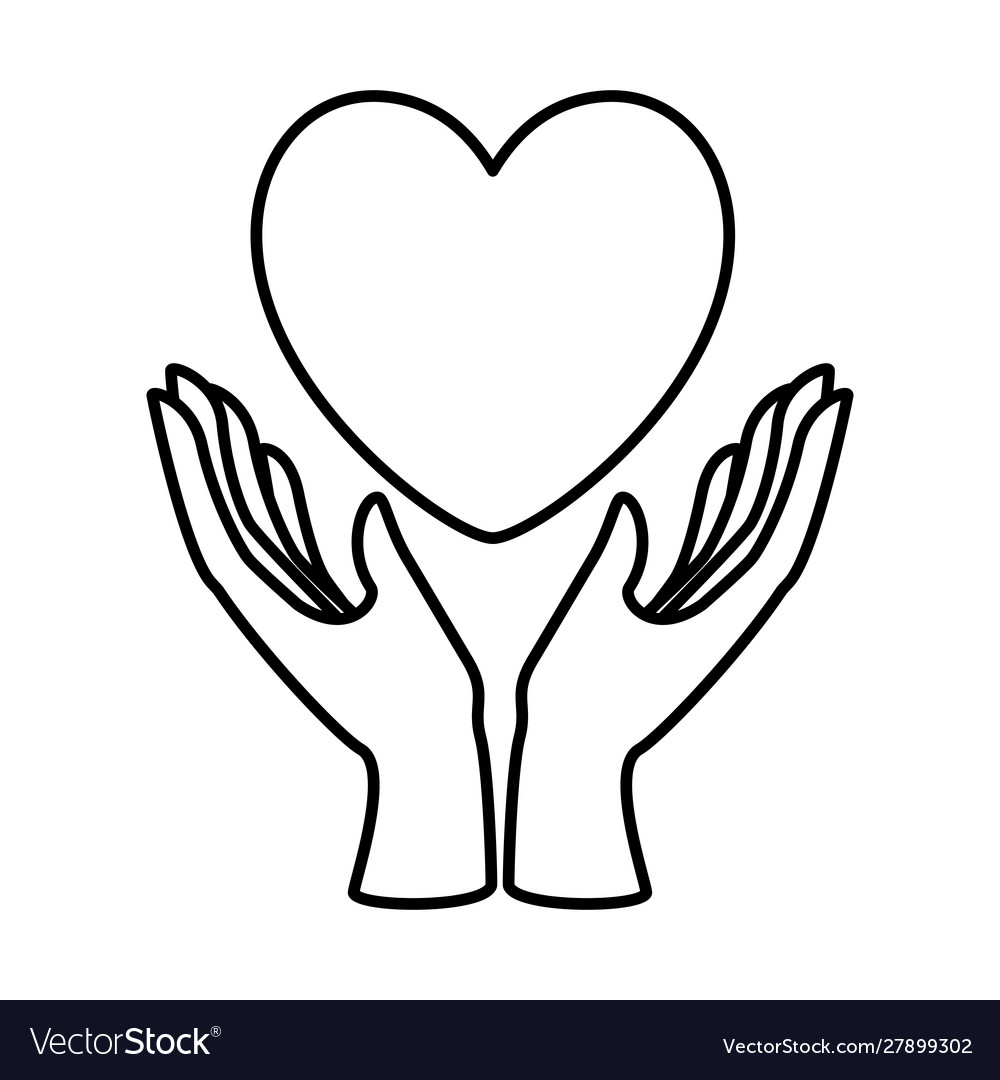 Isolated heart and hands design