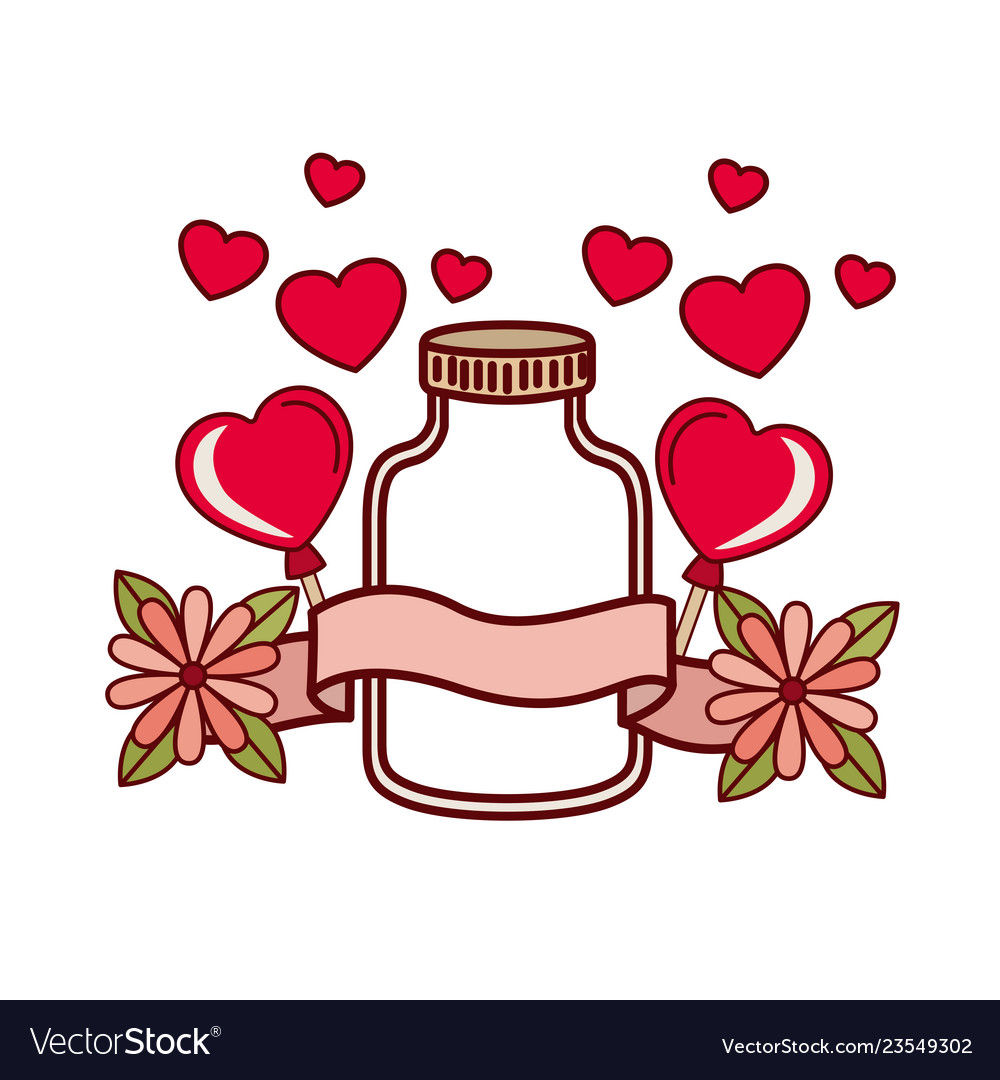 Jar with hearts isolated icon