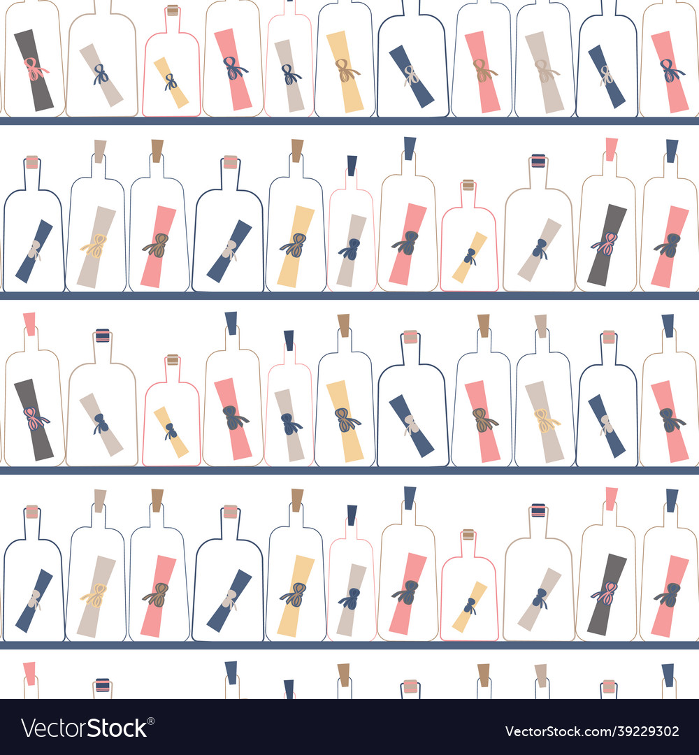 Message in a bottle seamless pattern design Vector Image Message in a bottle seamless pattern design