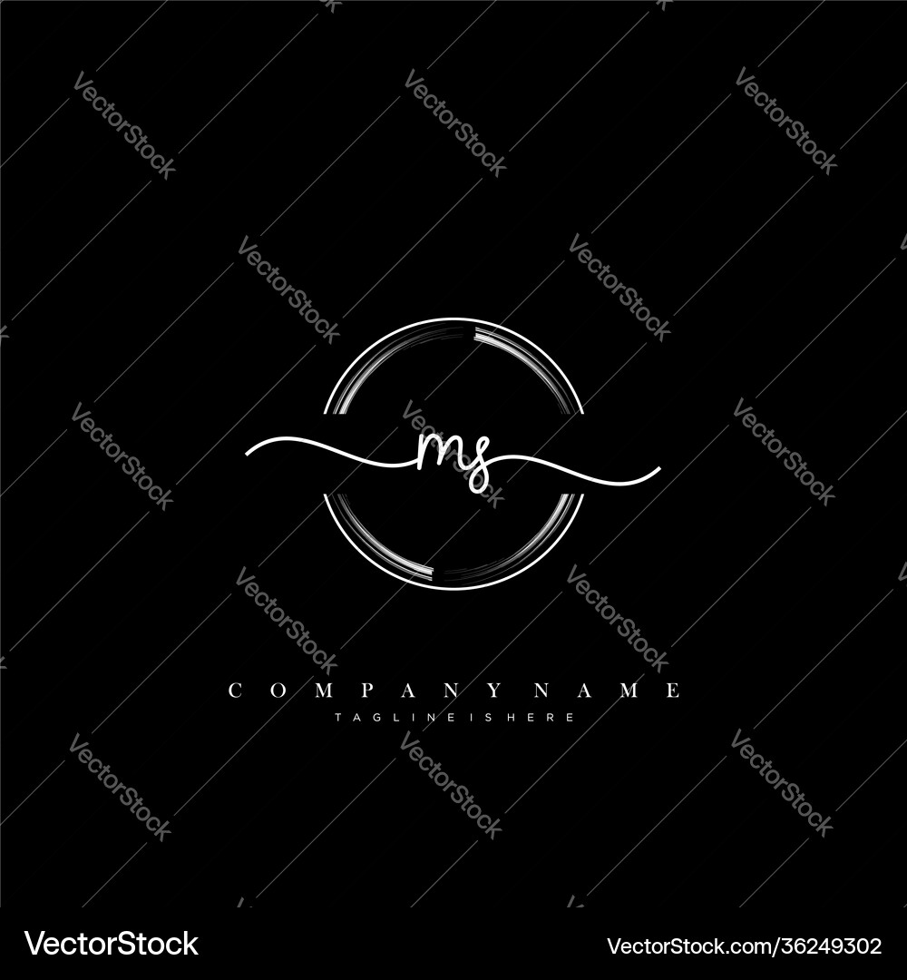 Ms initial letter handwriting logo hand drawn Vector Image