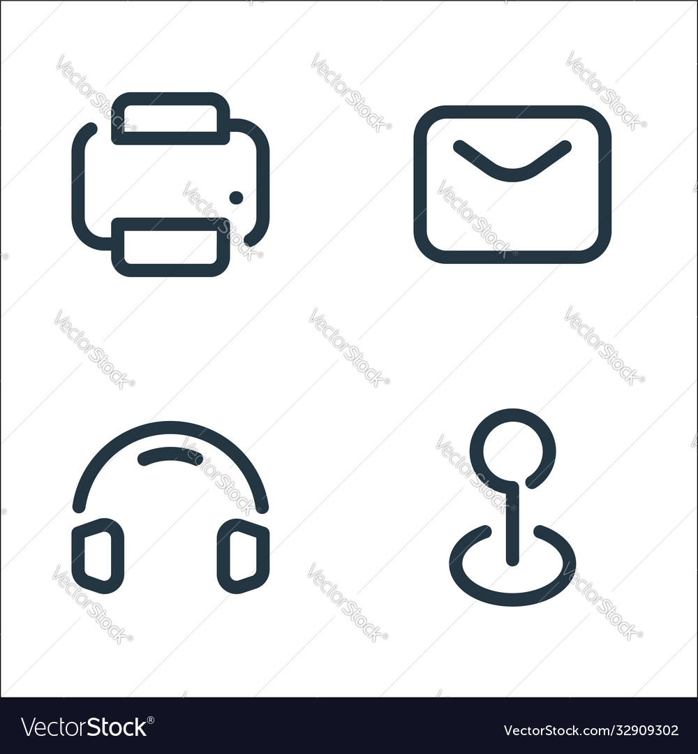 Multimedia line icons linear set quality