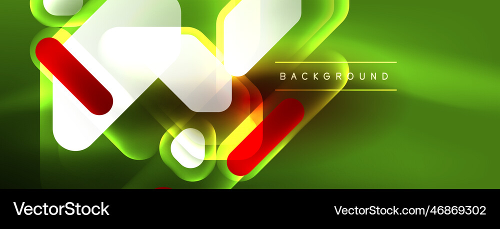 Neon lines squares and round shapes abstract Vector Image