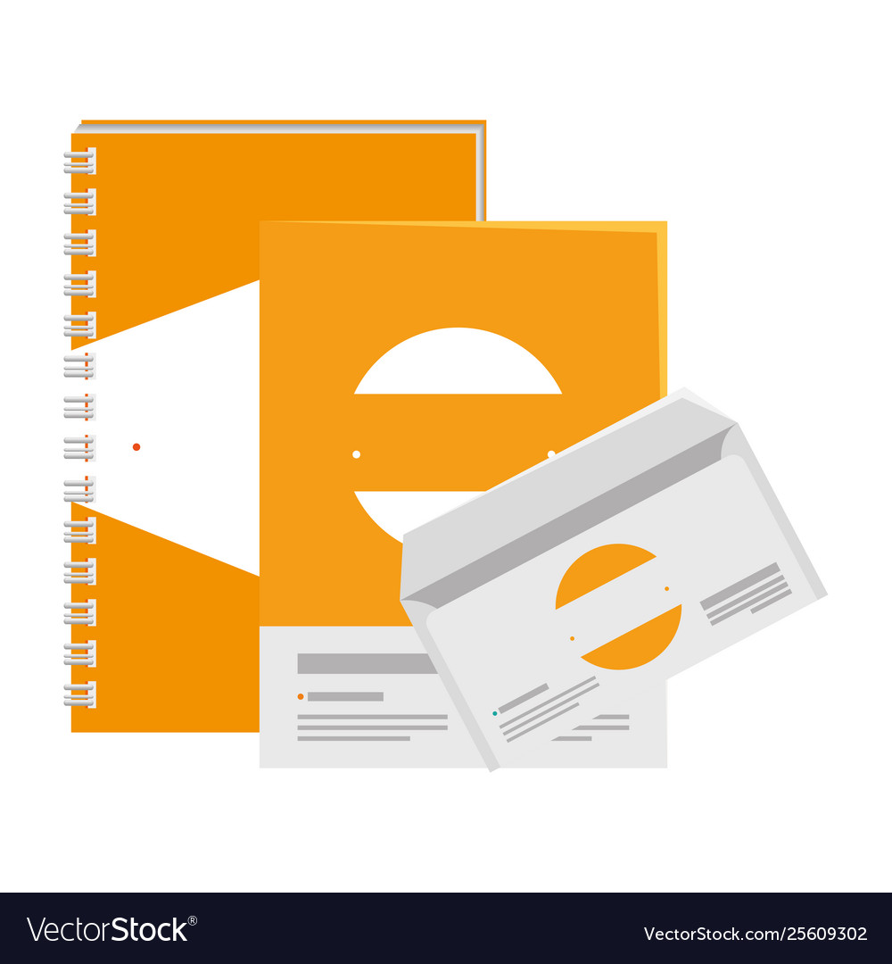 Notepad and envelope document with company emblem vector image Notepad and envelope document with company emblem