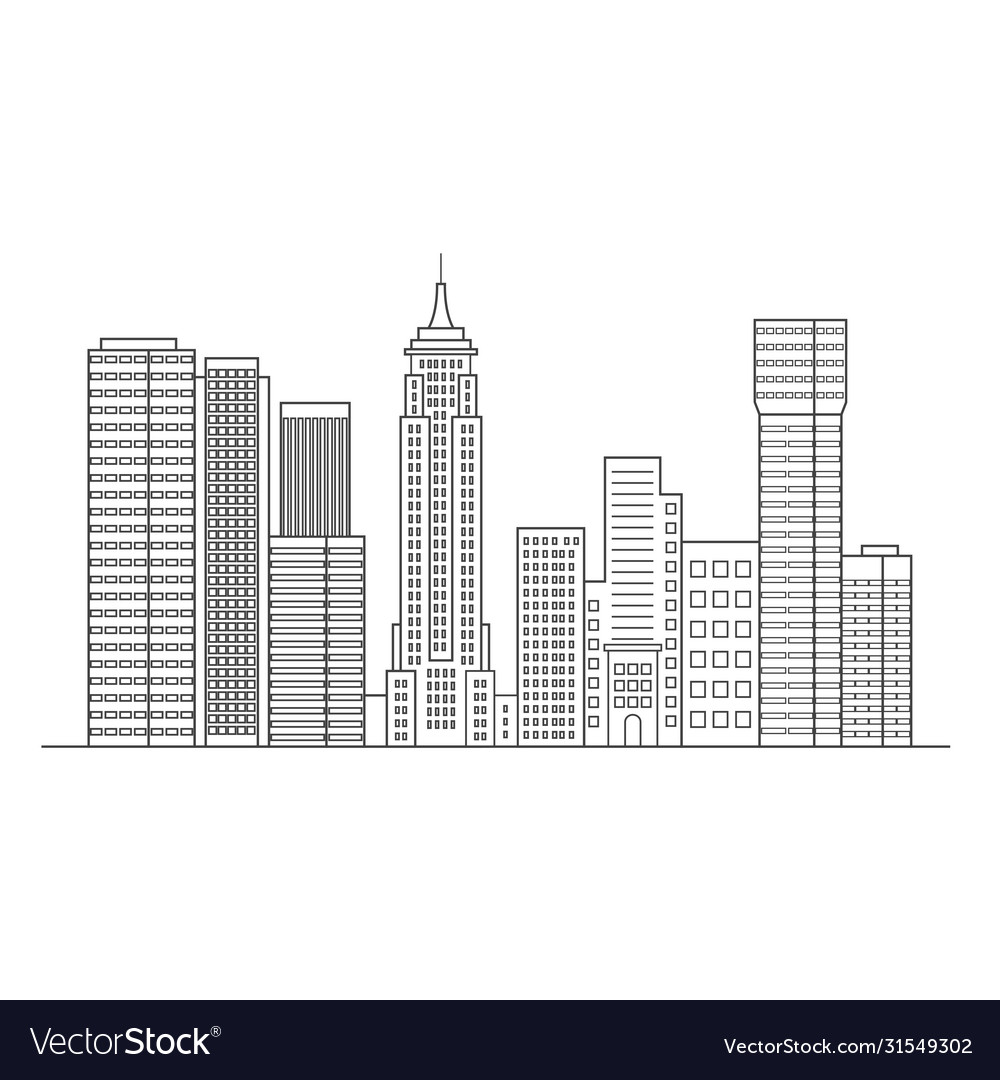 Outline a city skyline Royalty Free Vector Image