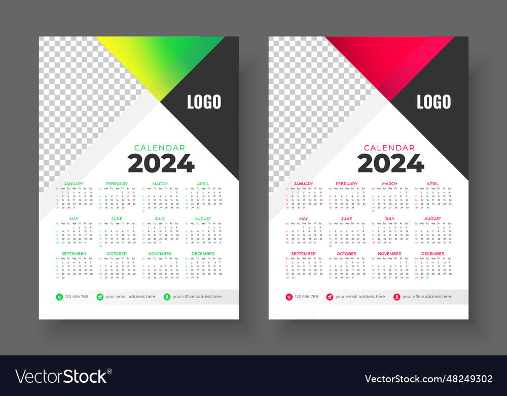 Print ready one page wall calendar template Vector Image