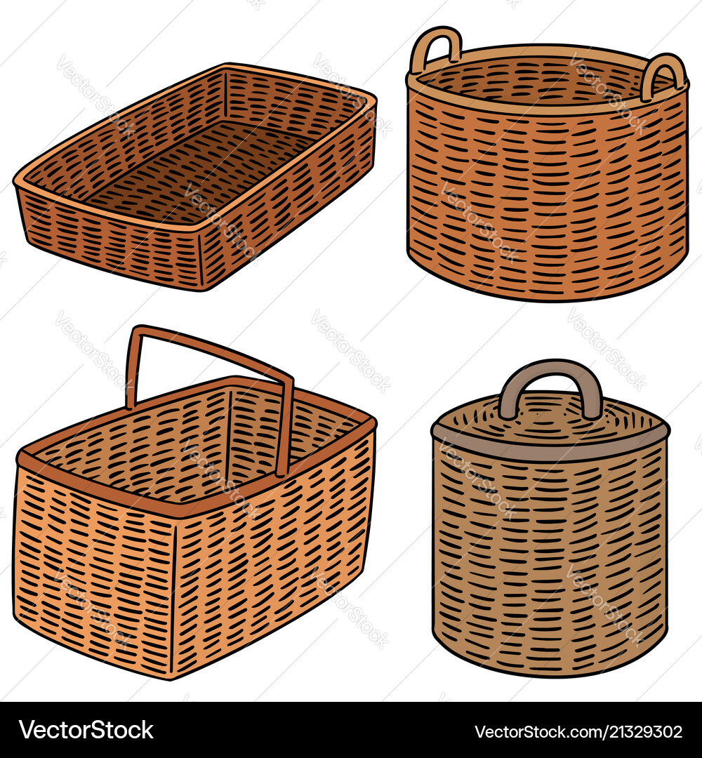 Set wicker basket Royalty Free Vector Image - VectorStock