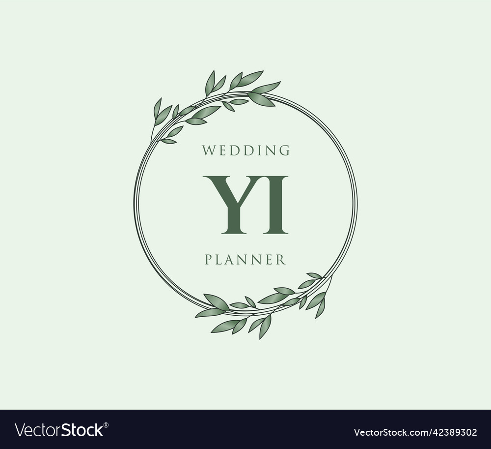 Yi initials letter wedding monogram logos Vector Image