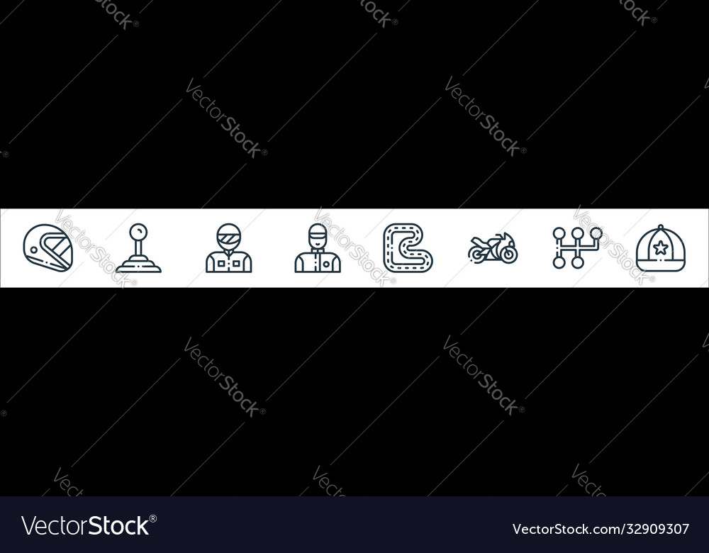 Autoracing line icons linear set quality