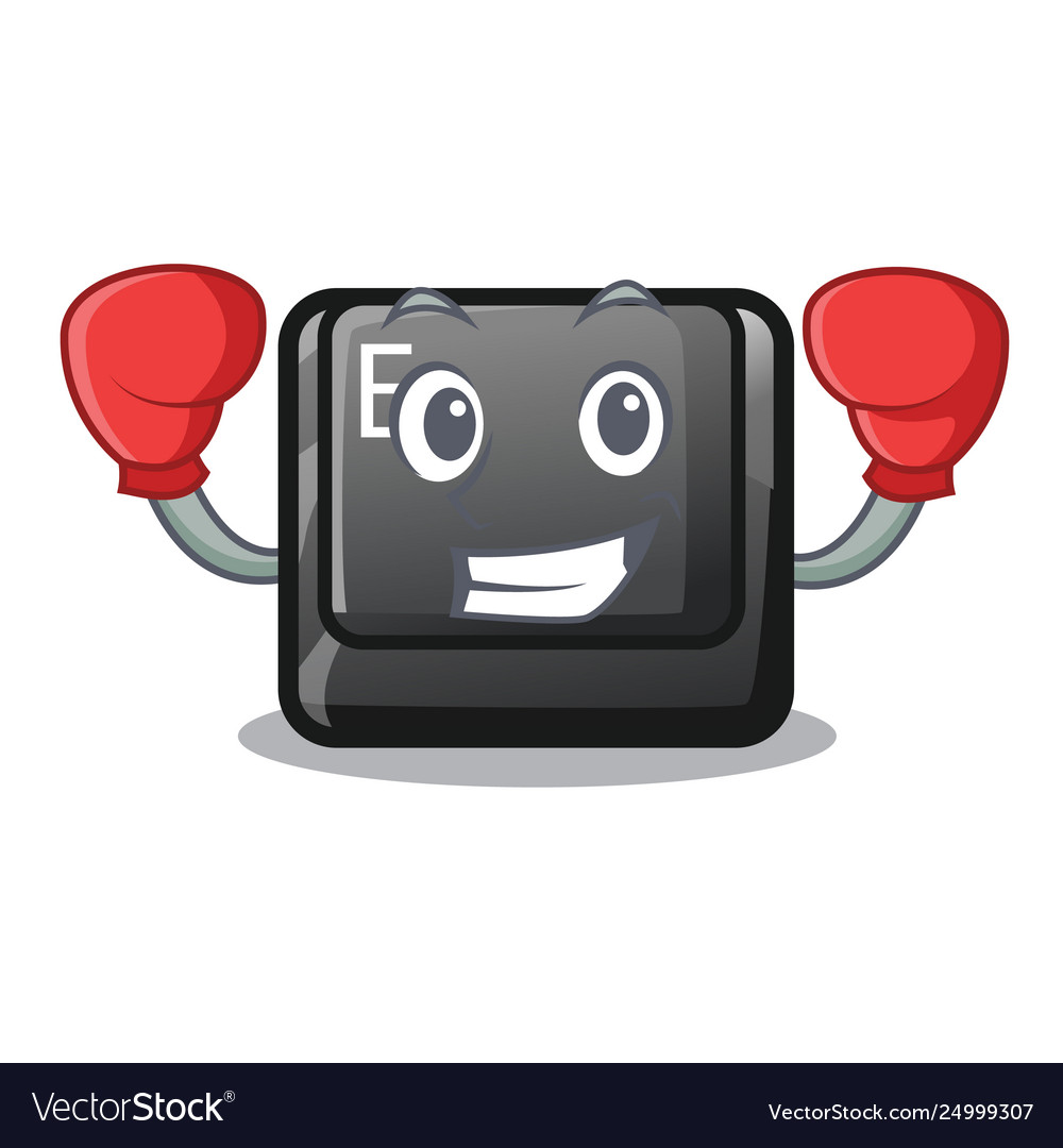 Boxing button e isolated with character