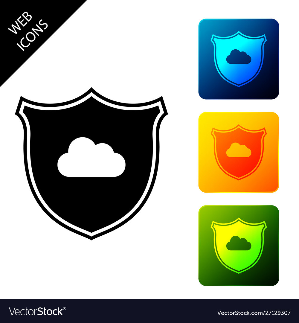 Cloud and shield with check mark icon isolated vector image Cloud and shield with check mark icon isolated