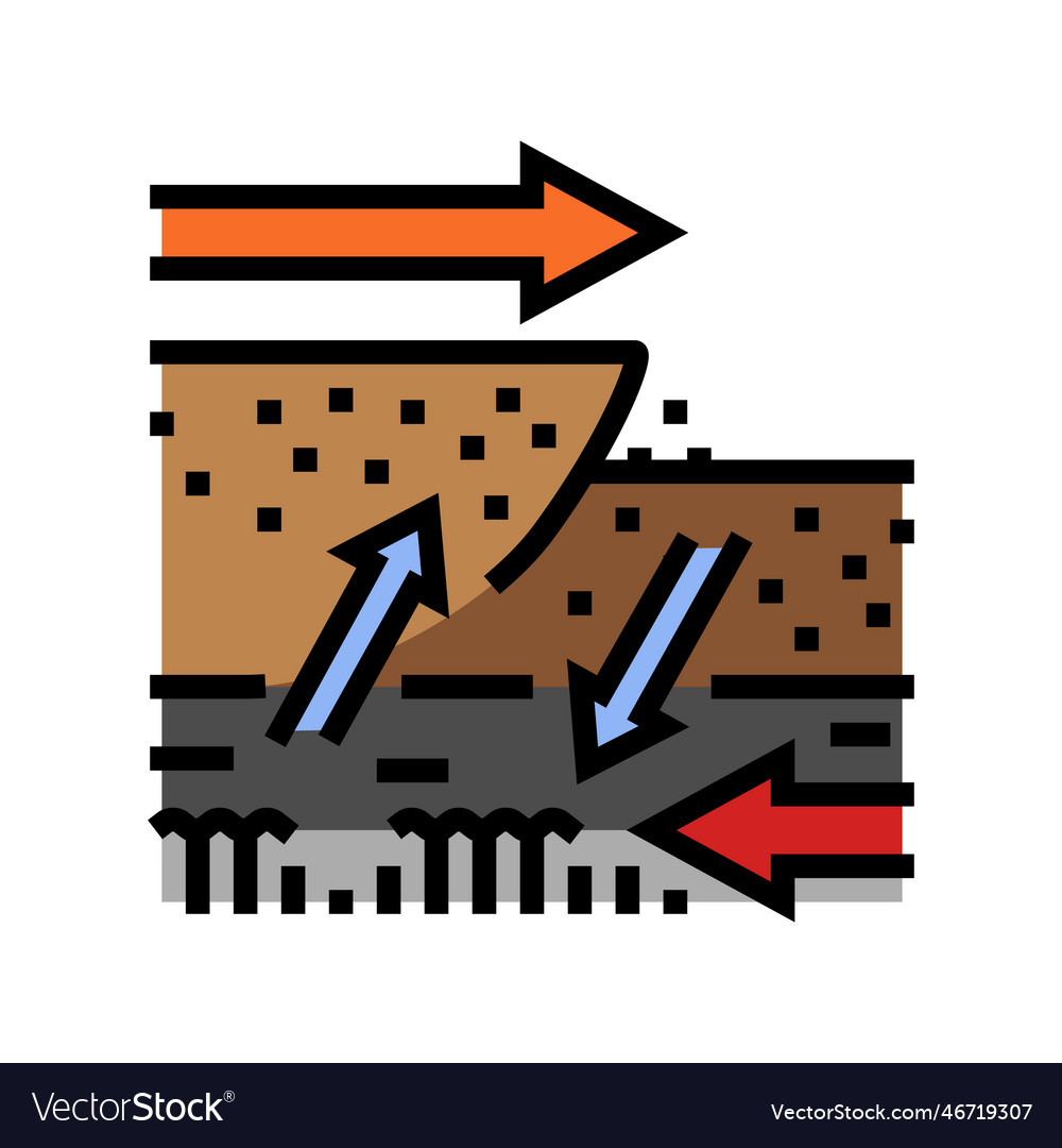 Compression thrust earthquake color icon vector image Compression thrust earthquake color icon