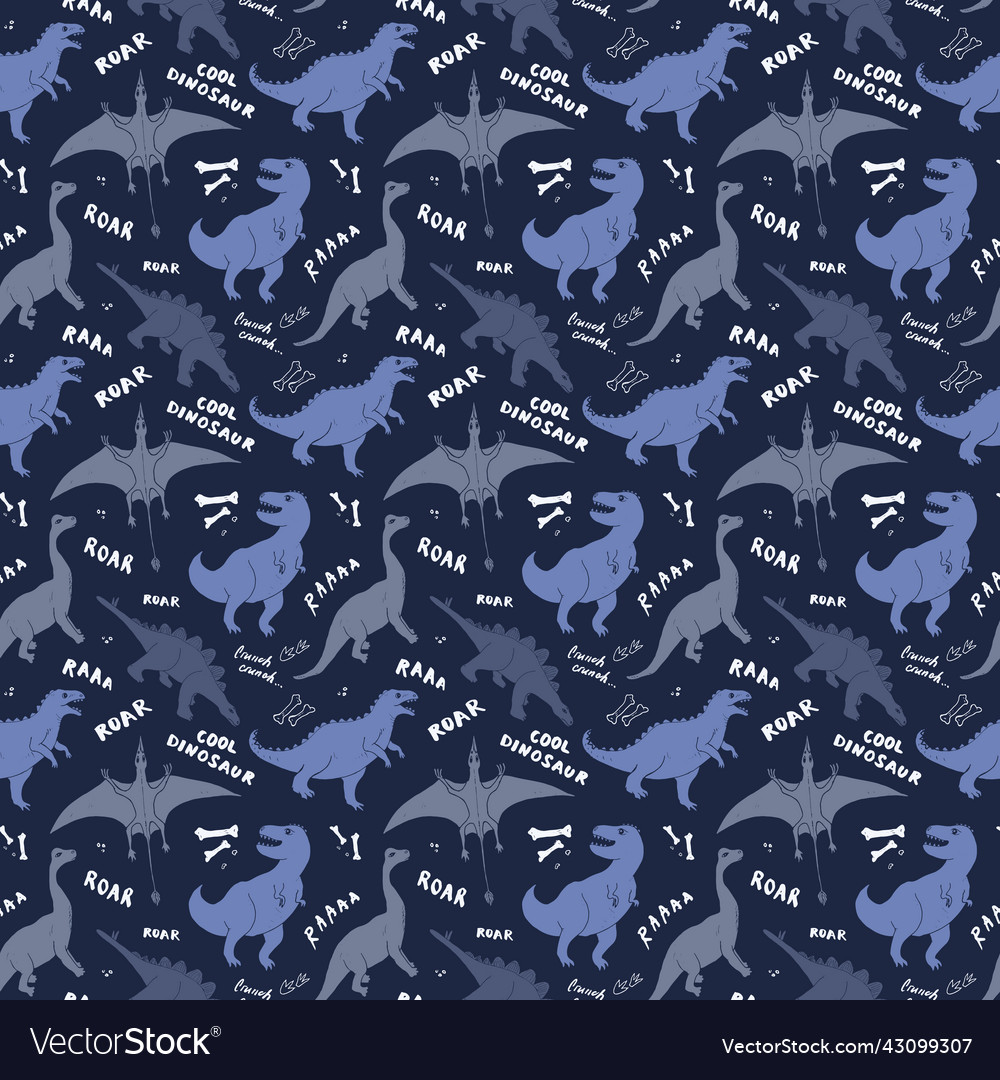 Dino seamless pattern cute cartoon dinosaurs