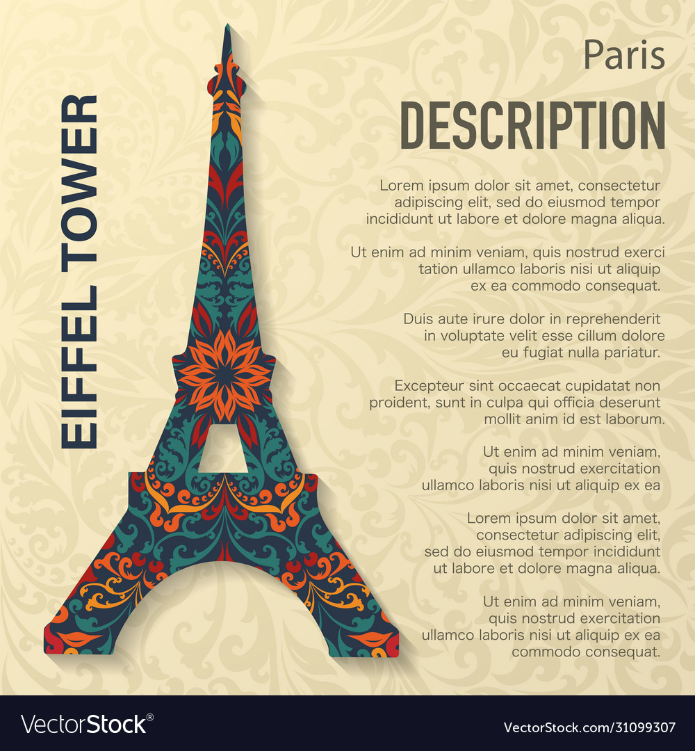 Eiffel tower floral pattern background Royalty Free Vector