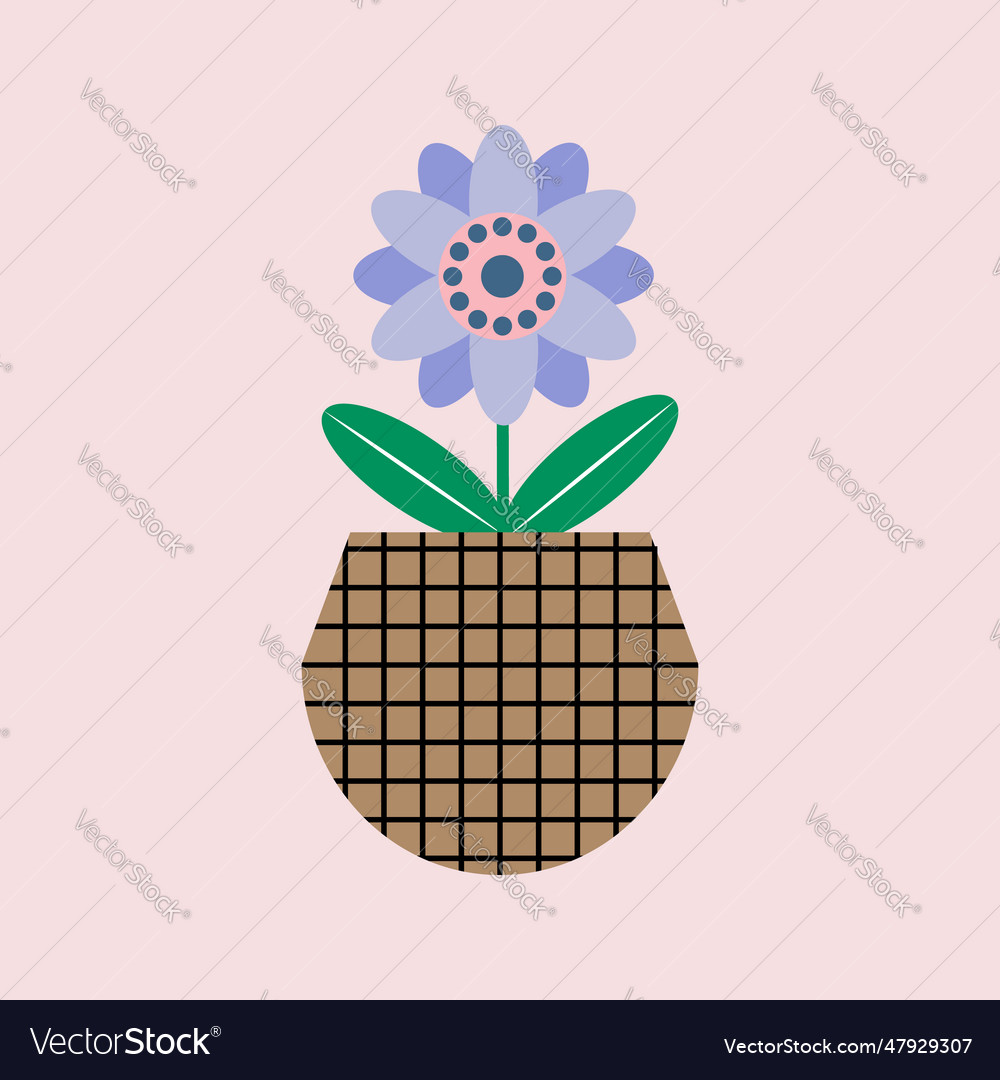 Hand draw decorative house floral flower plant