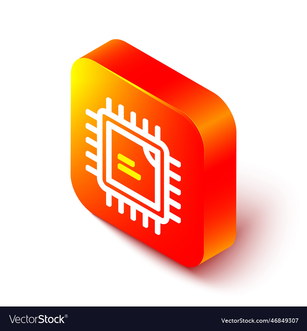 Isometric line computer processor vector image Isometric line computer processor